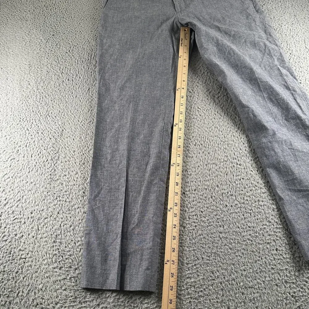 J.Crew Ludlow Slim Dress Pants Mens 32x30 Blue Chambray Cotton Linen Somelos